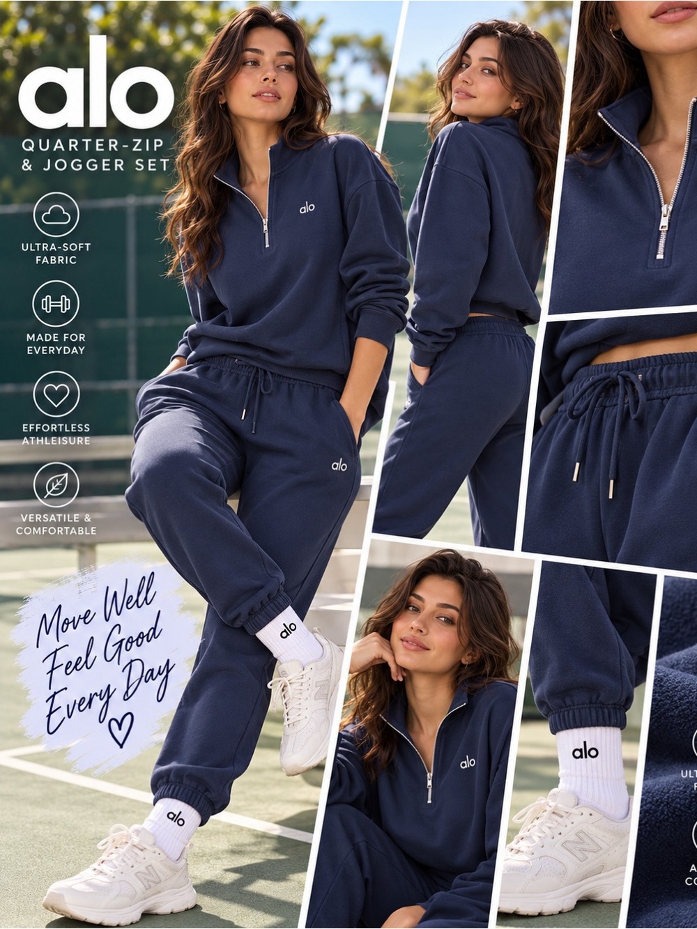 NWT Alo Yoga Accolade 1/4 Zip Pullover & Sweatpant Set - Size M